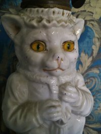 ヴィクトリアン　猫のオイルランプ