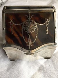銀 鼈甲のピクェ エドワーディアンのジュエリーボックス
