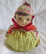 画像: 文化人形の顔を持つ巾着袋