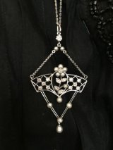 画像: エドワーディアン プラチナ ダイヤ 天然真珠のペンダントネックレス ホワイトジュエリー