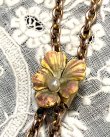 画像18: レア　！　　アールヌーボーのマットエナメルの花と天然バロック真珠の9金ネックレス