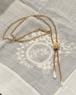画像14: レア　！　　アールヌーボーのマットエナメルの花と天然バロック真珠の9金ネックレス