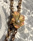画像13: レア　！　　アールヌーボーのマットエナメルの花と天然バロック真珠の9金ネックレス