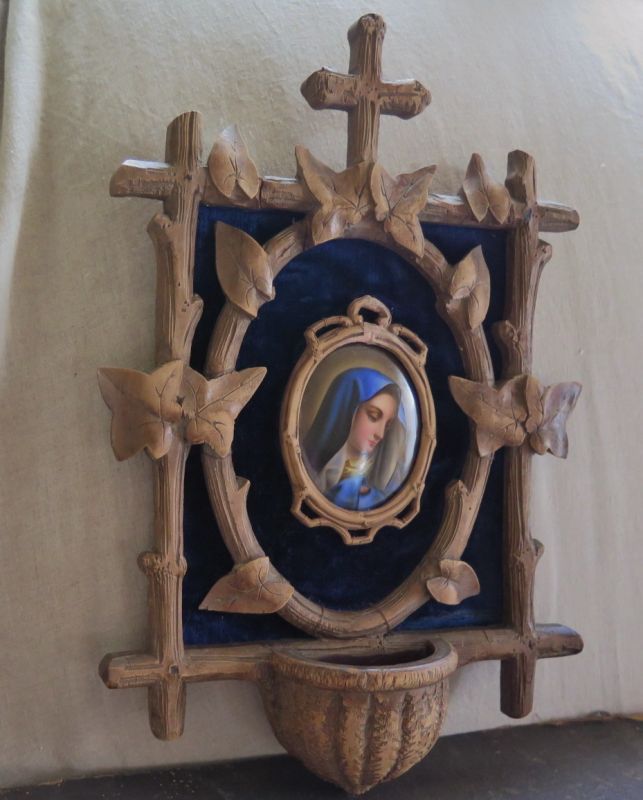 画像3: ハンドペイントの陶板（嘆きのマリア）付き 聖水盤